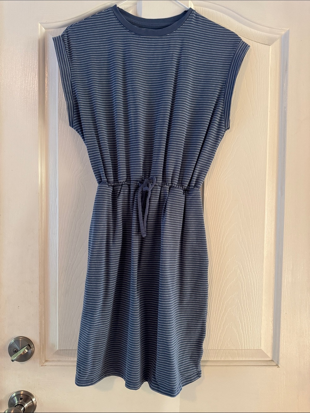 A New Day Blue Striped Drawstring Waist T-Shirt Dress Size XS